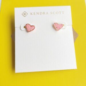 Kendra Scott Ari Heart Rose Gold Light Pink Drusy Stud Earrings fashion
